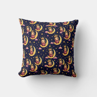 🌙 Princess Ladybug Moon Nursery Decor Gift Cushion