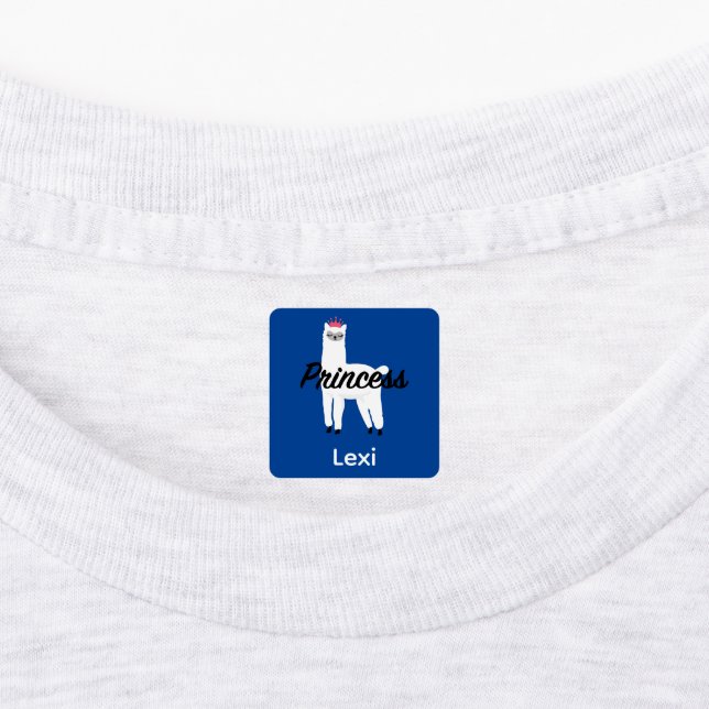 Princess Lama Design - Small Square Clothing Label (Affixed)