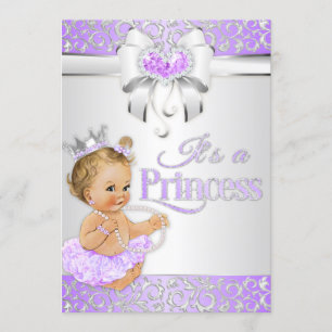 Princess Lavender Lilac & Silver Diamonds Bow Invitation