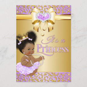 Princess  Lilac & Gold Diamond African American Invitation