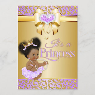 Princess  Lilac & Gold Diamond African American Invitation