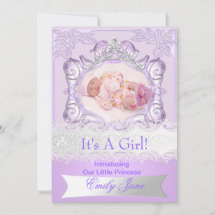 Princess Lilac New Baby Girl Anouncement Photo Announcement
