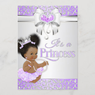 Princess  Lilac & Silver Diamond African American Invitation
