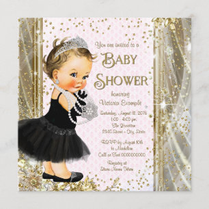 Princess Little Lady Pink Gold Girl Baby Shower Invitation