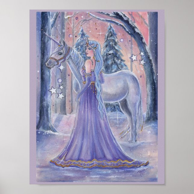 Princess Lumi with Unicorn art By Renee Lavoie Poster (Front)