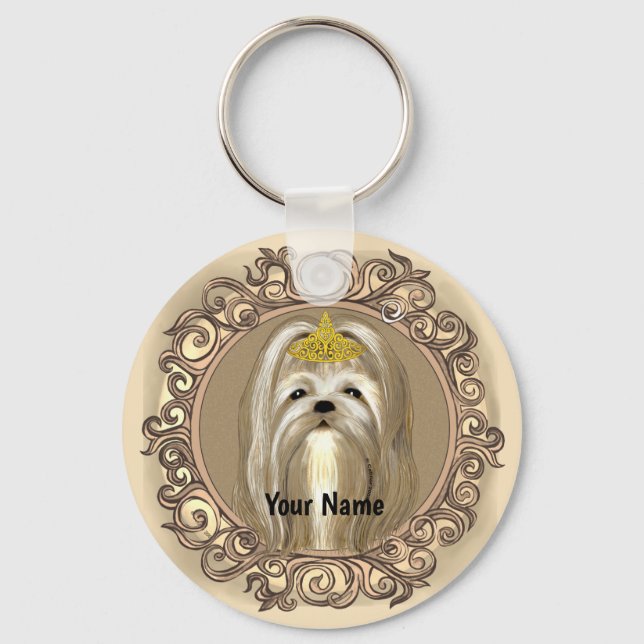 Princess Maltese Dog  Key Ring (Front)