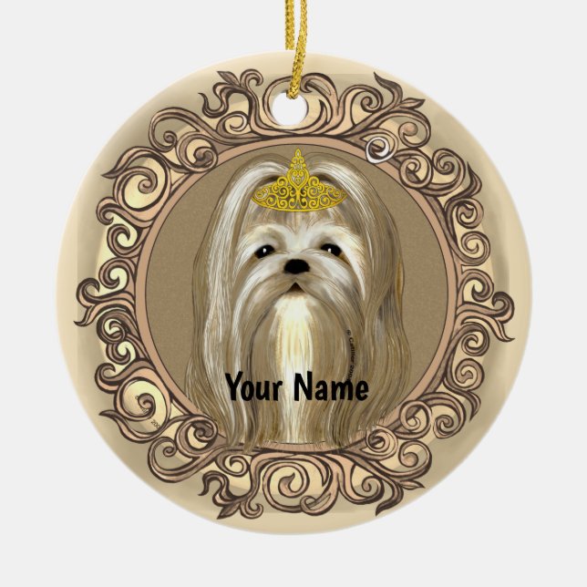 Princess Maltese Dog ornament (Front)