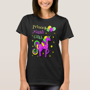 Princess Mardi Gras Unicorn Kids Cute Unicorn Bead T-Shirt