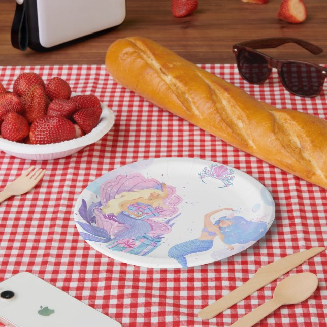 Princess & Mermaid Birthday Invitation Card Paper Plate (Picnic)