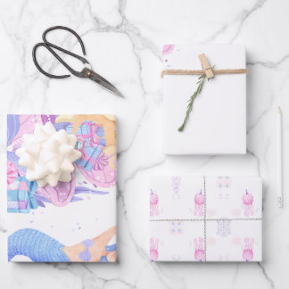 Princess & Mermaid Birthday Invitation Card Wrapping Paper Sheet