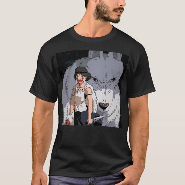 Princess Mononoke Draw Wolf T-Shirt (Front)