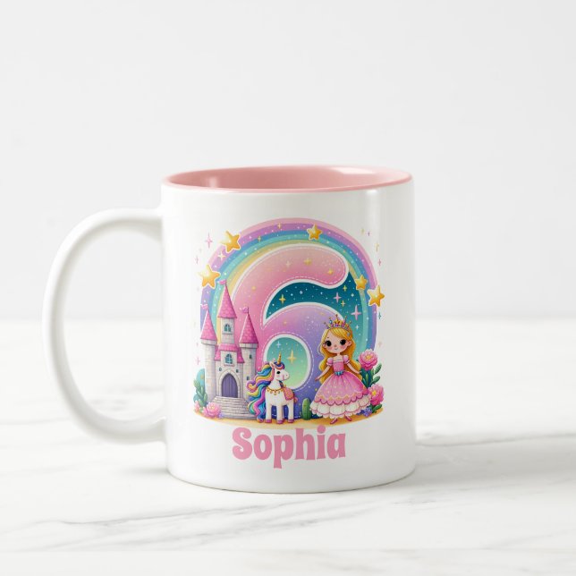 Princess name Enchanted Kingdom Two-Tone Coffee Mug (Left)