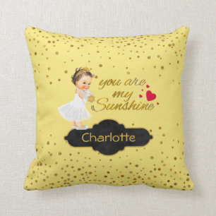 Princess Name   You Are My Sunshine Gold Nursery Cushion