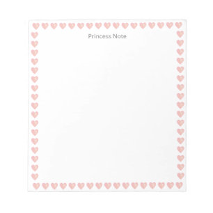 Princess Note & Pink Hearts on Simple Notepad