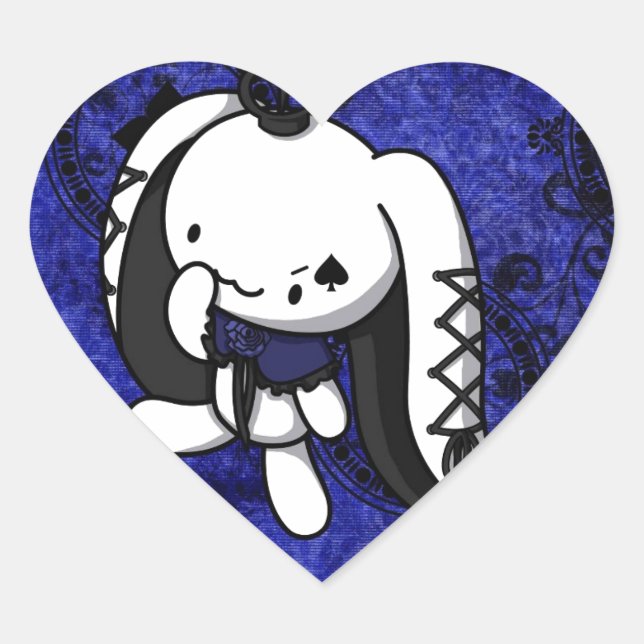 Princess of Spades White Rabbit Heart Sticker (Front)