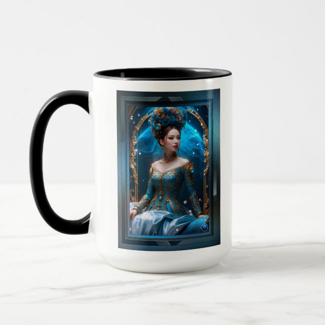 Princess Of The Blue Rose AI Art by Xzendor7 Mug (Left)