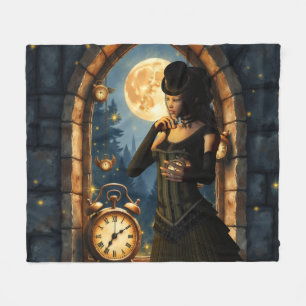 Princess of the Clocks – Keeper of Moonlit Hours. Fleece Blanket
