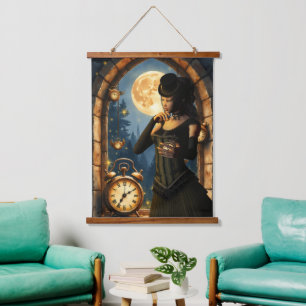 Princess of the Clocks – Keeper of Moonlit Hours. Hanging Tapestry