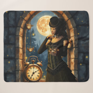 Princess of the Clocks – Keeper of Moonlit Hours. Sherpa Blanket