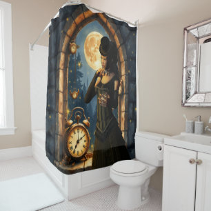 Princess of the Clocks – Keeper of Moonlit Hours.  Shower Curtain
