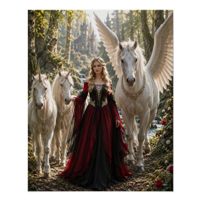 Princess of the Enchanted Unicorn Forest Poster (Front)
