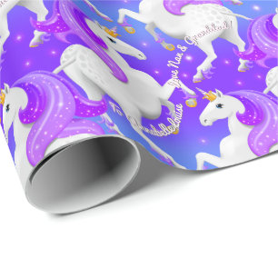 Princess of The Forest Magical Midnight Unicorn Wrapping Paper