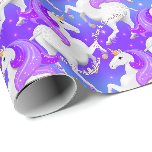 Princess of The Forest Magical Midnight Unicorn Wrapping Paper (Roll Corner)