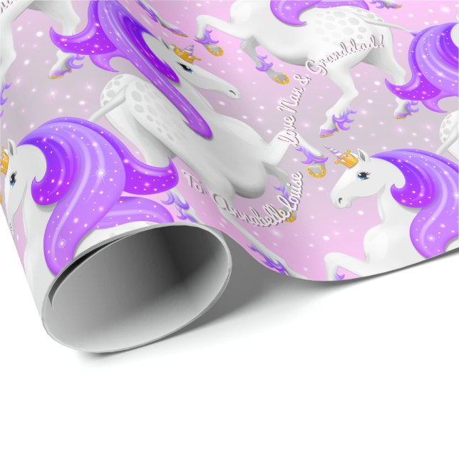 Princess of The Forest Rearing Magical Unicorn Wrapping Paper (Roll Corner)