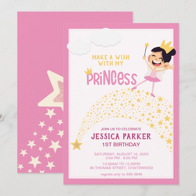 Princess of the Stars, A Magical Wishes Invitation (Front/Back)