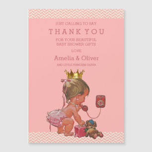 Princess on Phone Teddy Chevrons Thank You