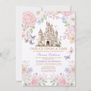 Princess ONE-CE Upon a time birthday Castle Floral Invitation