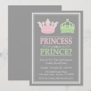 Princess Or Prince Gender Reveal Party Invitations