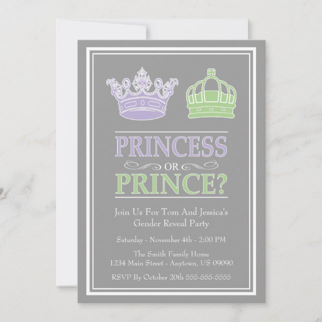 Princess Or Prince Gender Reveal Party Invitations (Front)
