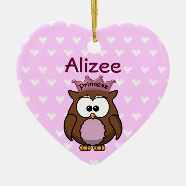 princess owl ceramic tree decoration (Front)