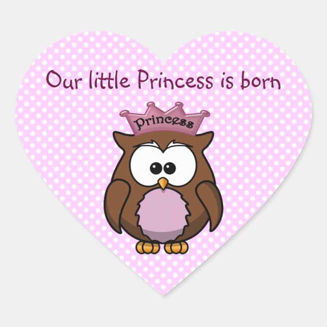 Princess owl heart sticker (Front)