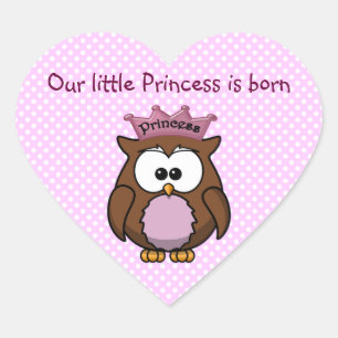 Princess owl heart sticker
