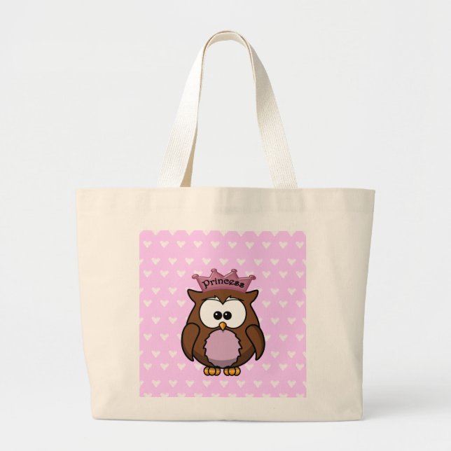 princess owl large tote bag (Front)