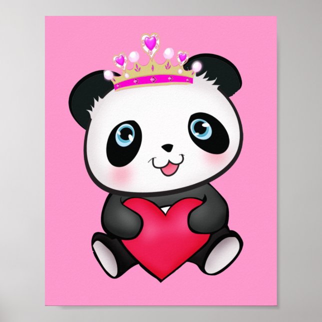 Princess Panda Poster Sweet Gift for Girls Bedroom (Front)