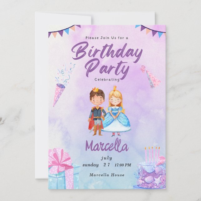 Princess Paradise A Colourful Celebration of Royal Invitation (Front)