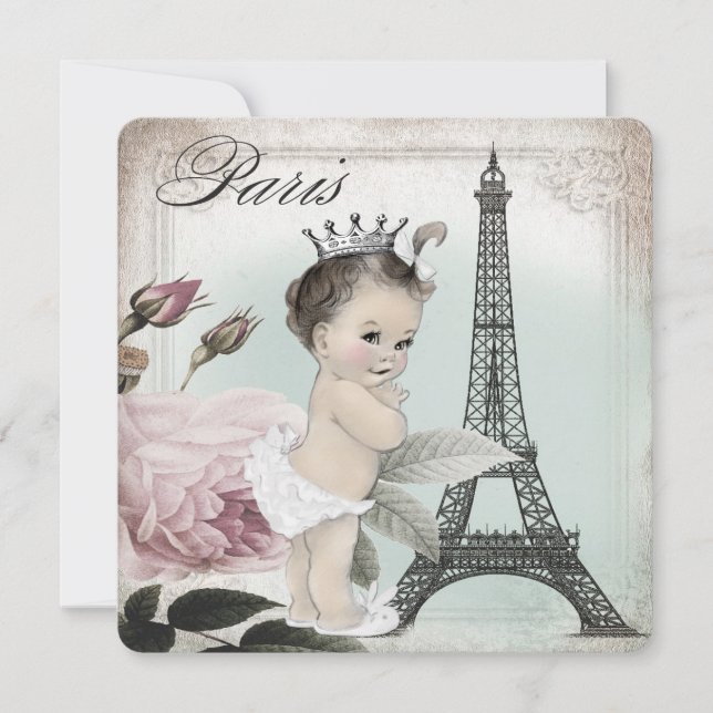 Princess Paris Baby Shower Invitation (Front)