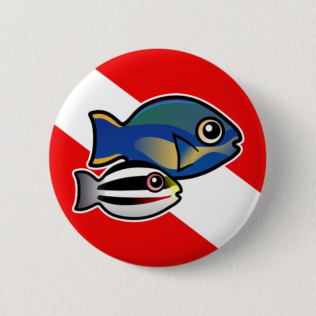 Princess Parrotfish & Baby Dive Flag 6 Cm Round Badge (Front)