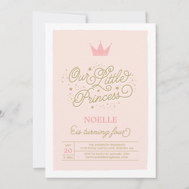 Princess Party 4th Birthday | Birthday Invitation (Front)