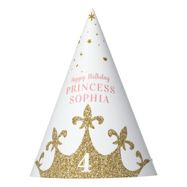 Princess Party Crown Tiara Personalised Birthday Party Hat (Front)