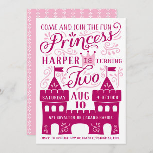 Princess Party Girl's Second Birthday Invitations