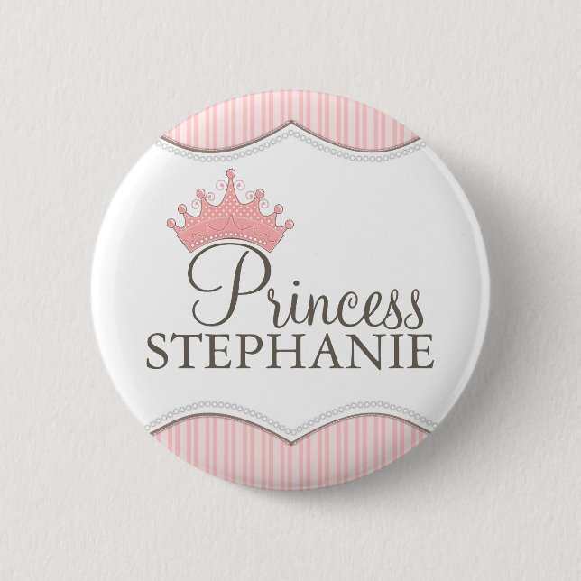 Princess Party Personalised Crown Button (Front)