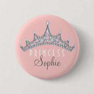 Princess Party Personalised Tiara Button