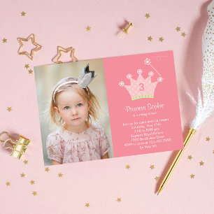 Princess Party Photo Birthday Invitation