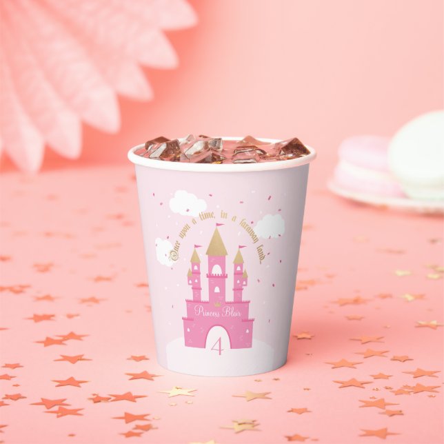 Princess Party  | Pink & Gold Castle Paper Cups (Insitu)