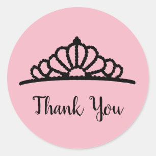 Princess Party Tiara Thank You Stickers