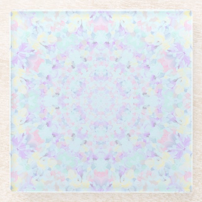 Princess Pastel Mandala Glass Coaster (Front)